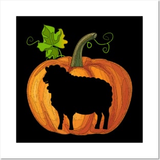 Sheep in pumpkin Posters and Art